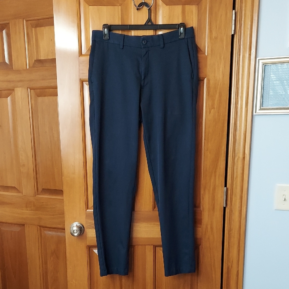 Haggar Men's Slim Fit Cool 18 Pro, Navy Stretch Trousers, Size 34X32, Like New▪︎